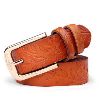 Dames classique ceinture cuir véritable style occidental